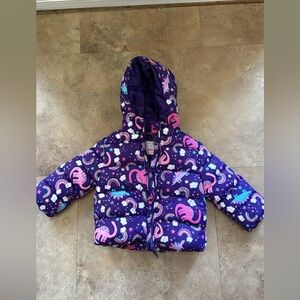 The Children's Place Purple Dinosaur Puffer Jacket
